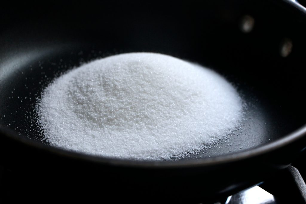 sugar in pan