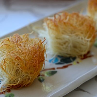 Cheese & Olive Kadaif Nests -Middle Eastern Pastry